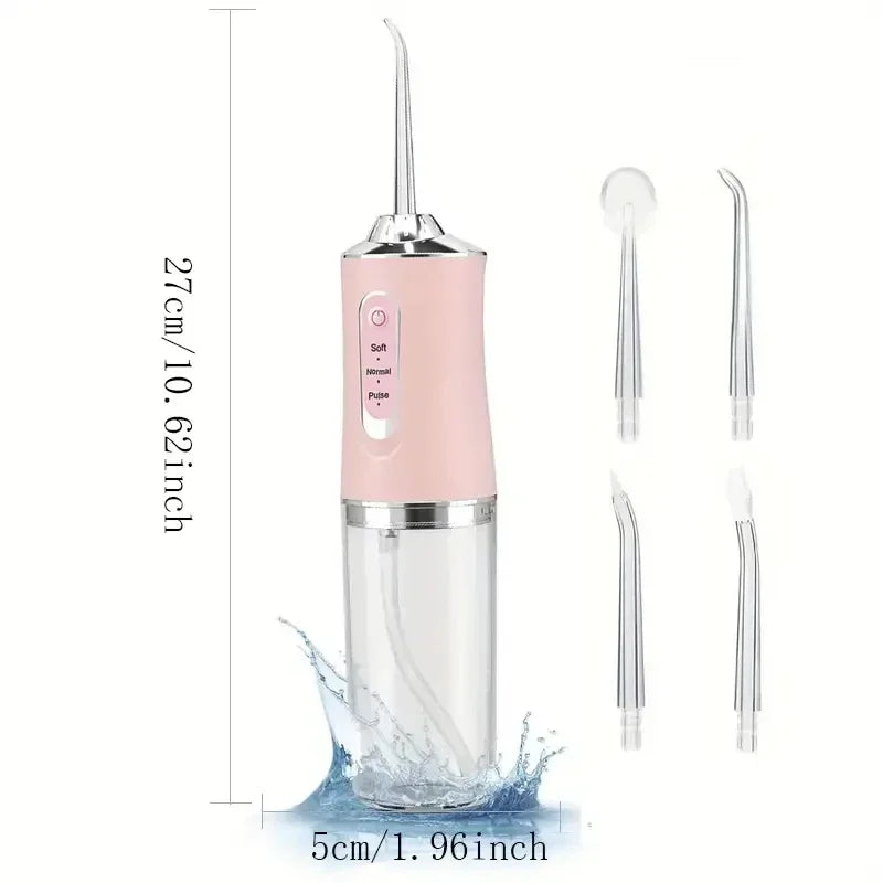 Premium Portable Electric Oral Irrigator – USB Rechargeable Water Flosser with 4 Jet Tips and 3 Cleaning Modes