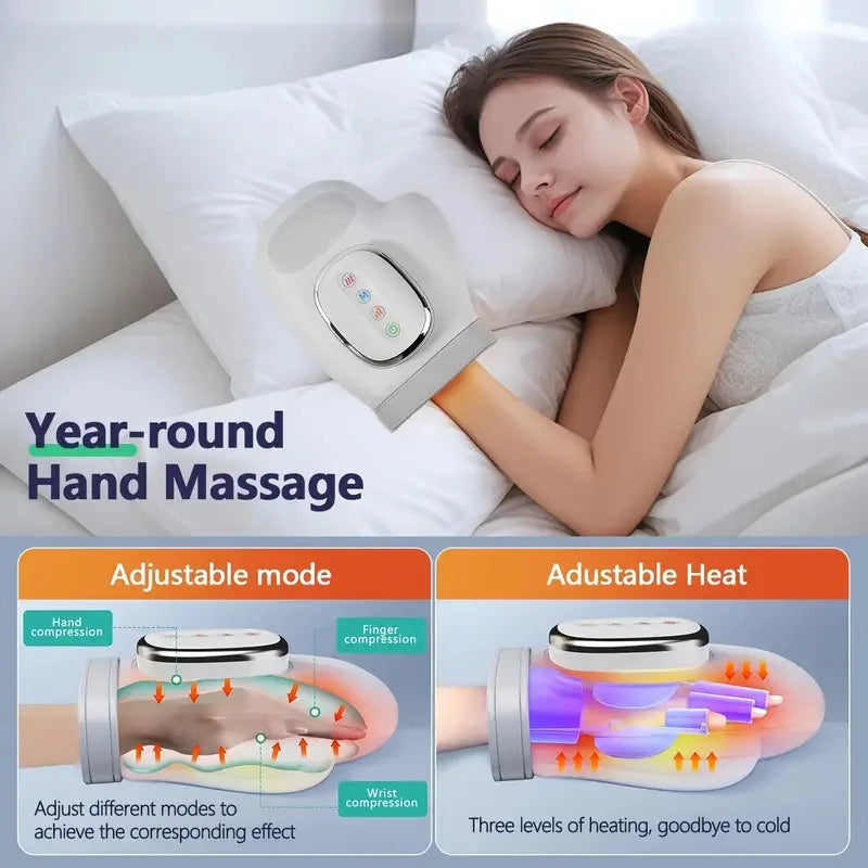 Premium Portable Heated Hand Massager – USB-Powered Heat Compression Massage Device for Hands and Wrists, Home & Office Use