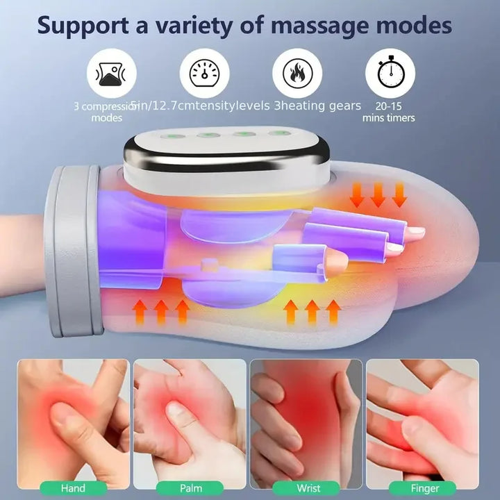 Premium Portable Heated Hand Massager – USB-Powered Heat Compression Massage Device for Hands and Wrists, Home & Office Use