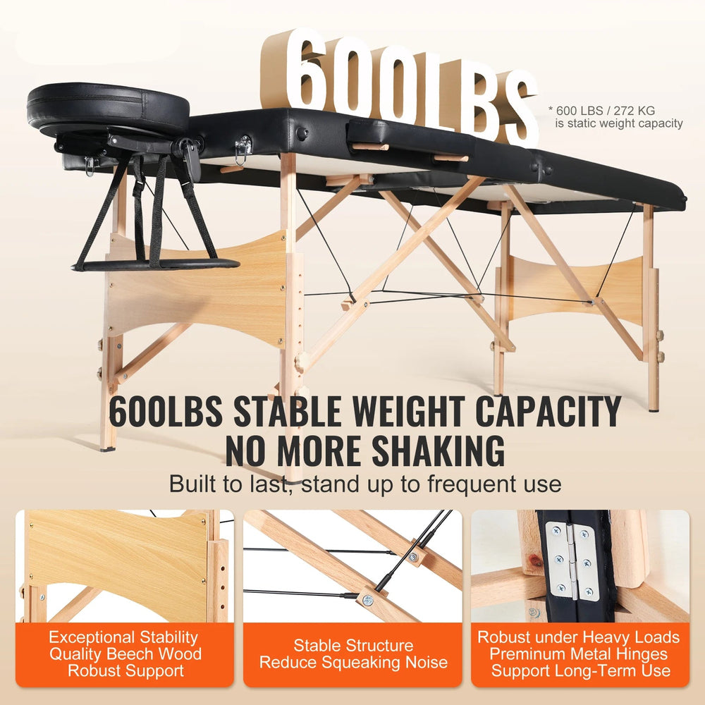 Premium Portable Massage Table 28 Inch – Folding Adjustable Salon Tattoo Bed with 600 lb Static Capacity