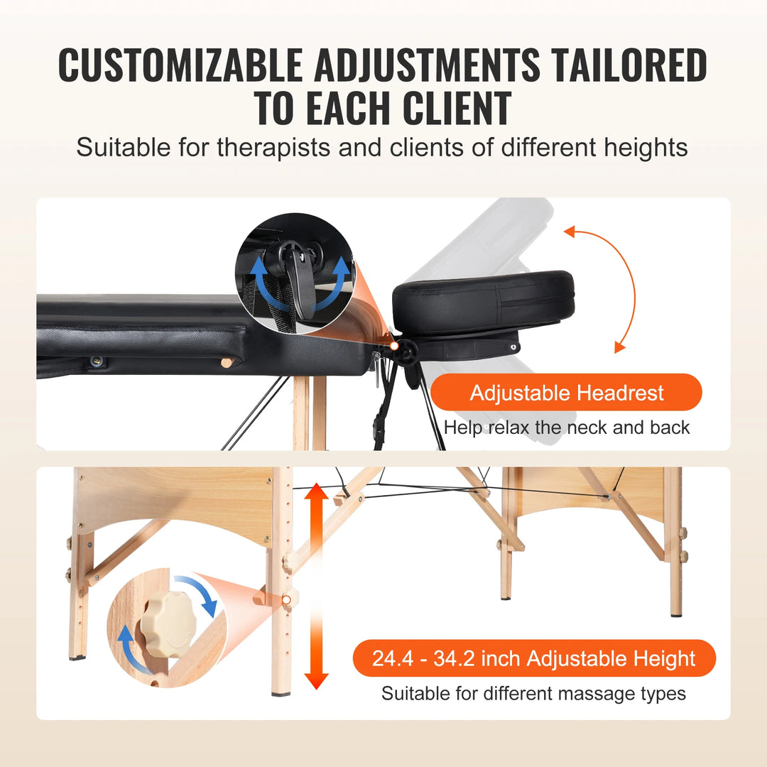 Premium Portable Massage Table 28 Inch – Folding Adjustable Salon Tattoo Bed with 600 lb Static Capacity