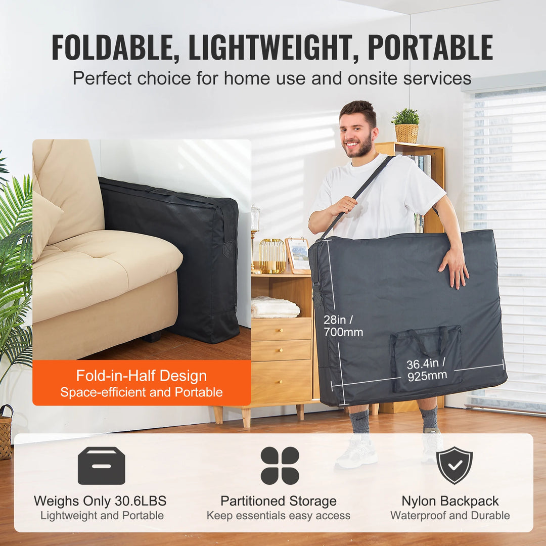 Premium Portable Massage Table 28 Inch – Folding Adjustable Salon Tattoo Bed with 600 lb Static Capacity