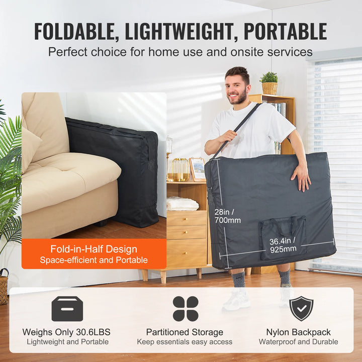 Premium Portable Massage Table 28 Inch – Folding Adjustable Salon Tattoo Bed with 600 lb Static Capacity