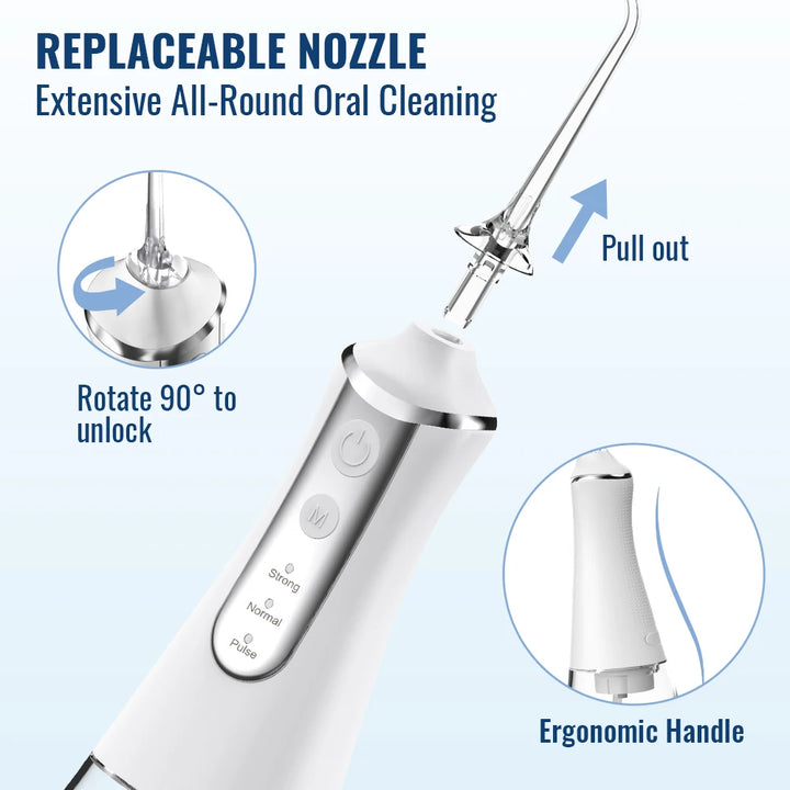 Premium Portable Oral Irrigator – 300ML USB Rechargeable Water Flosser with 5 Nozzles and 3 Modes