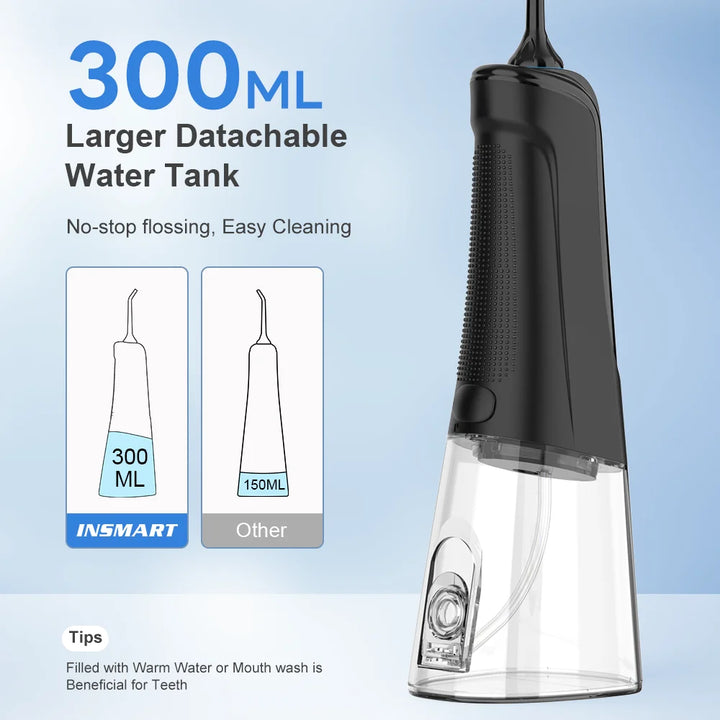 Premium Portable Oral Irrigator – Rechargeable Dental Water Flosser with 300ml Tank, Multiple Nozzles, Waterproof Design for Everyday Oral Care