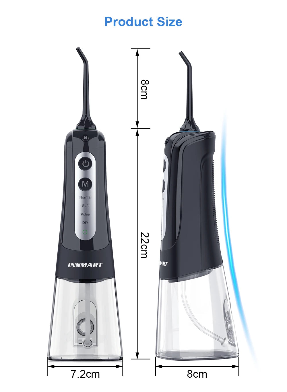 Premium Portable Oral Irrigator – Rechargeable Dental Water Flosser with 300ml Tank, Multiple Nozzles, Waterproof Design for Everyday Oral Care