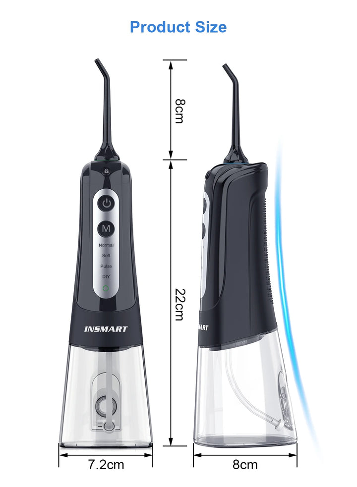 Premium Portable Oral Irrigator – Rechargeable Dental Water Flosser with 300ml Tank, Multiple Nozzles, Waterproof Design for Everyday Oral Care