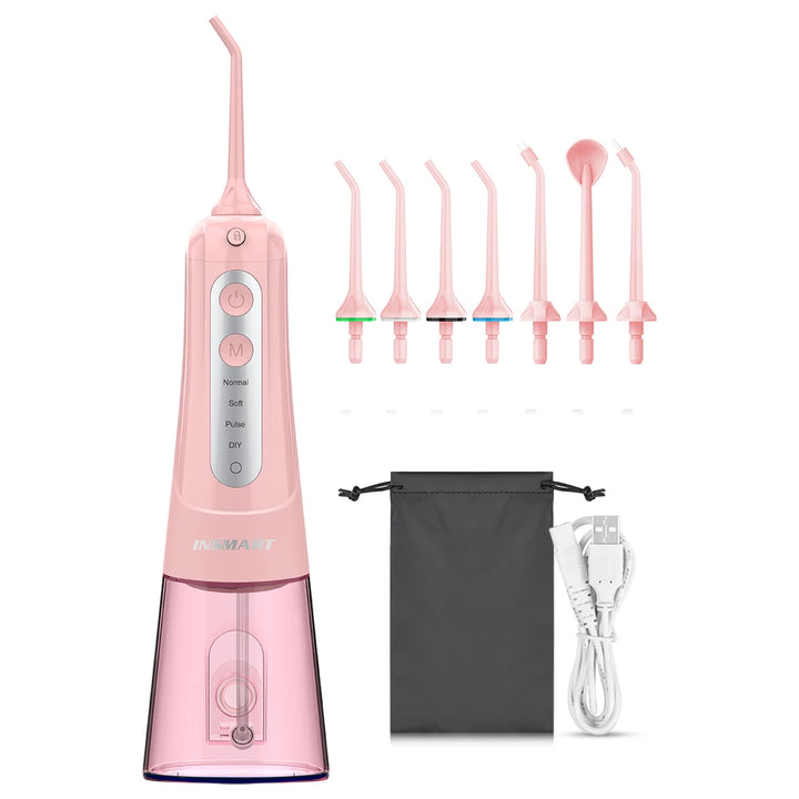 Premium Portable Oral Irrigator – Rechargeable Dental Water Flosser with 300ml Tank, Multiple Nozzles, Waterproof Design for Everyday Oral Care