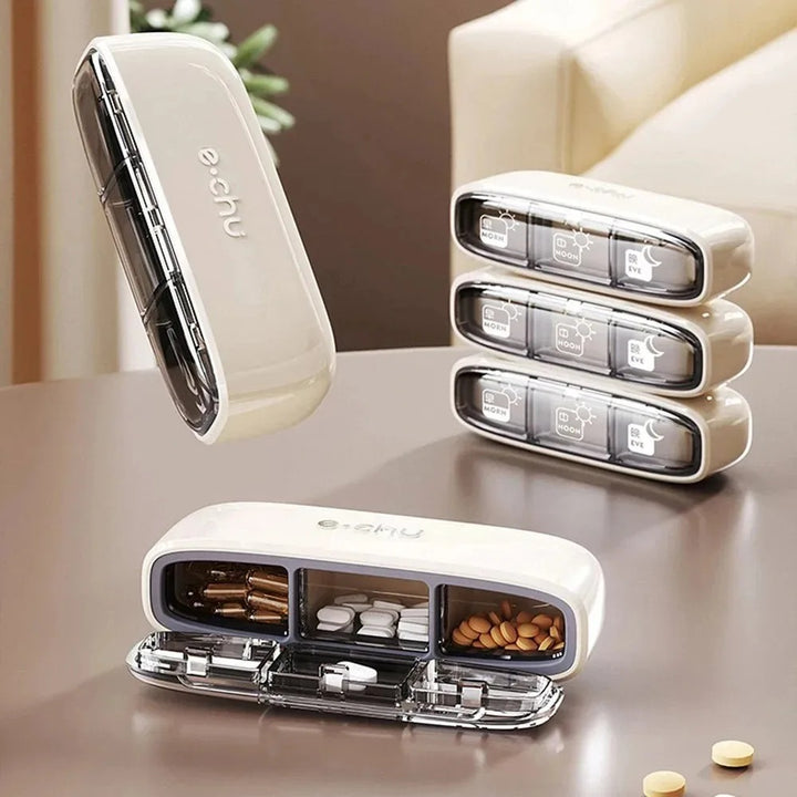 Premium Portable Pill Organizer – 3 Times A Day Medicine Box, Travel-Friendly, Compact Design with Waterproof Seal, Food-Grade Material for Vitamins, Tablets, and Supplements