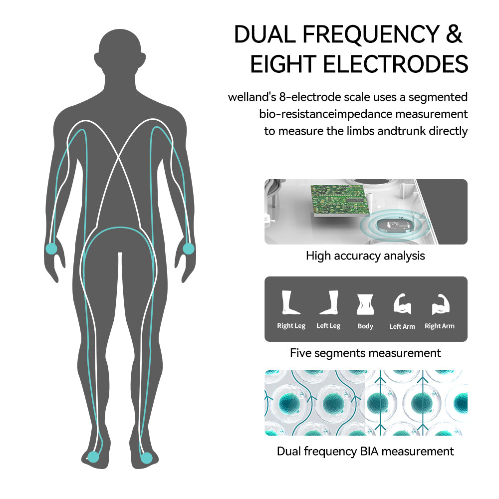 Premium Professional Smart Body Fat Scale – 8 Electrodes Body Composition Analyzer, Bioimpedance Technology, Accurate Weight Loss and Fitness Tracking, Perfect for Home Use