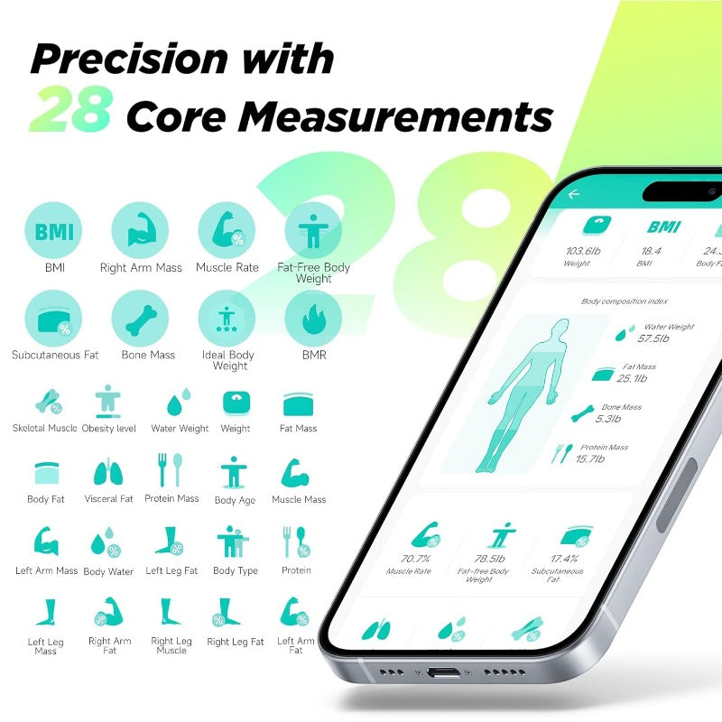 Premium Professional Smart Body Fat Scale – 8 Electrodes Body Composition Analyzer, Bioimpedance Technology, Accurate Weight Loss and Fitness Tracking, Perfect for Home Use