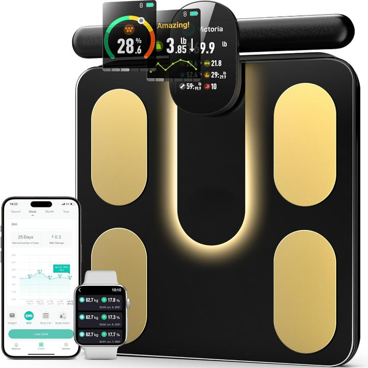 Premium Professional Smart Body Fat Scale – 8 Electrodes Body Composition Analyzer, Bioimpedance Technology, Accurate Weight Loss and Fitness Tracking, Perfect for Home Use