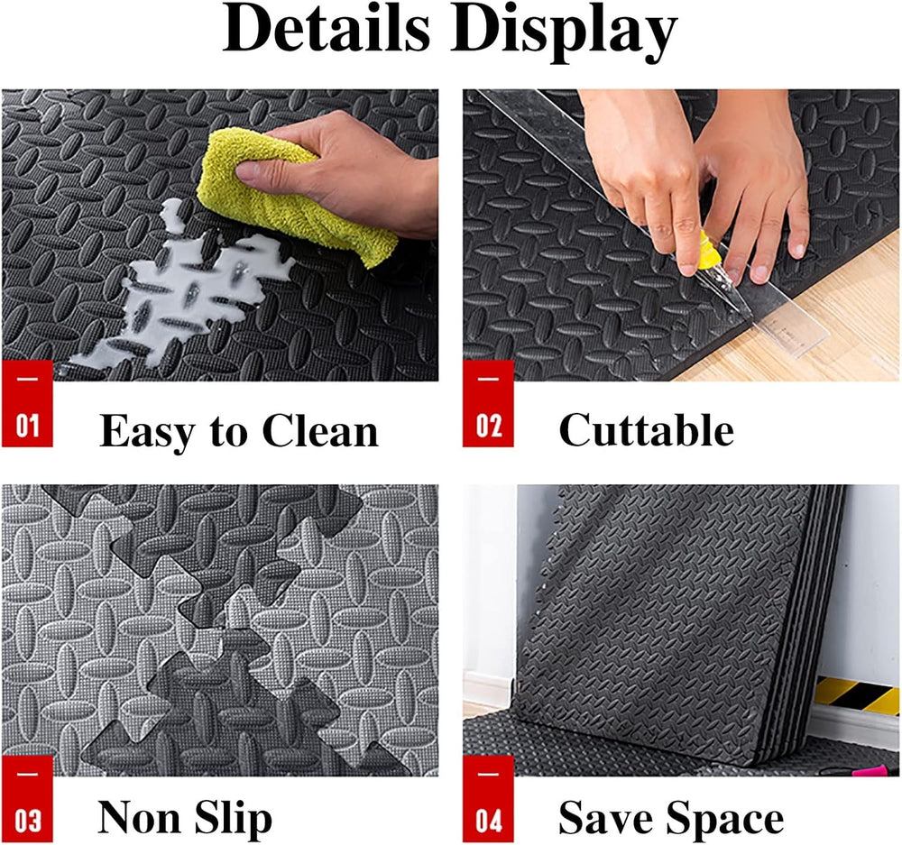 Premium Puzzle Fitness Mat – EVA Interlocking Foam Floor Tiles – Non-Slip, Durable, Waterproof – Protective Sports Flooring for Home Gym, Yoga, Kids Play Area – Easy Assembly & Customizable