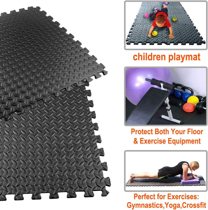 Premium Puzzle Fitness Mat – EVA Interlocking Foam Floor Tiles – Non-Slip, Durable, Waterproof – Protective Sports Flooring for Home Gym, Yoga, Kids Play Area – Easy Assembly & Customizable