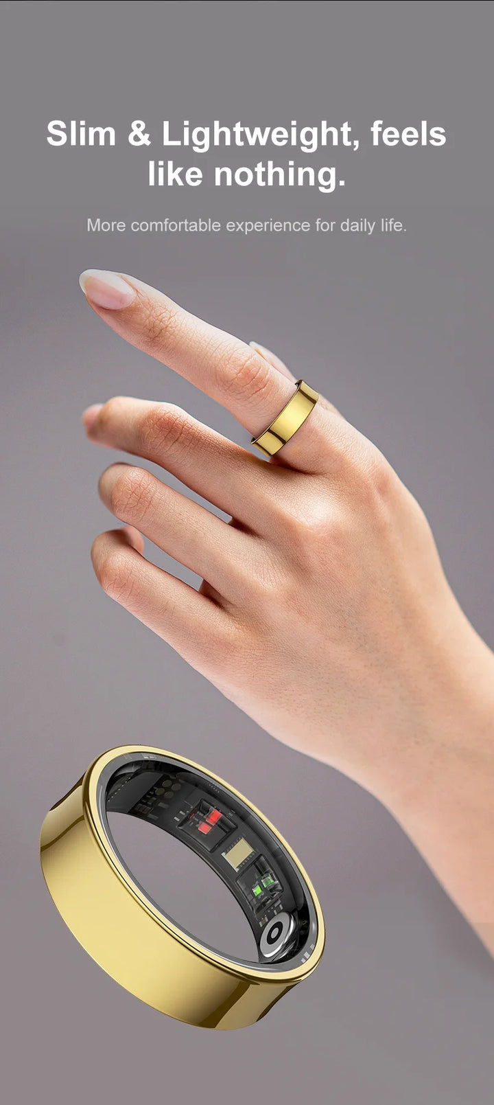 Premium R09 Smart Ring – Heart Rate Blood Oxygen and Skin Temperature Monitor with Charging Case 5ATM Waterproof