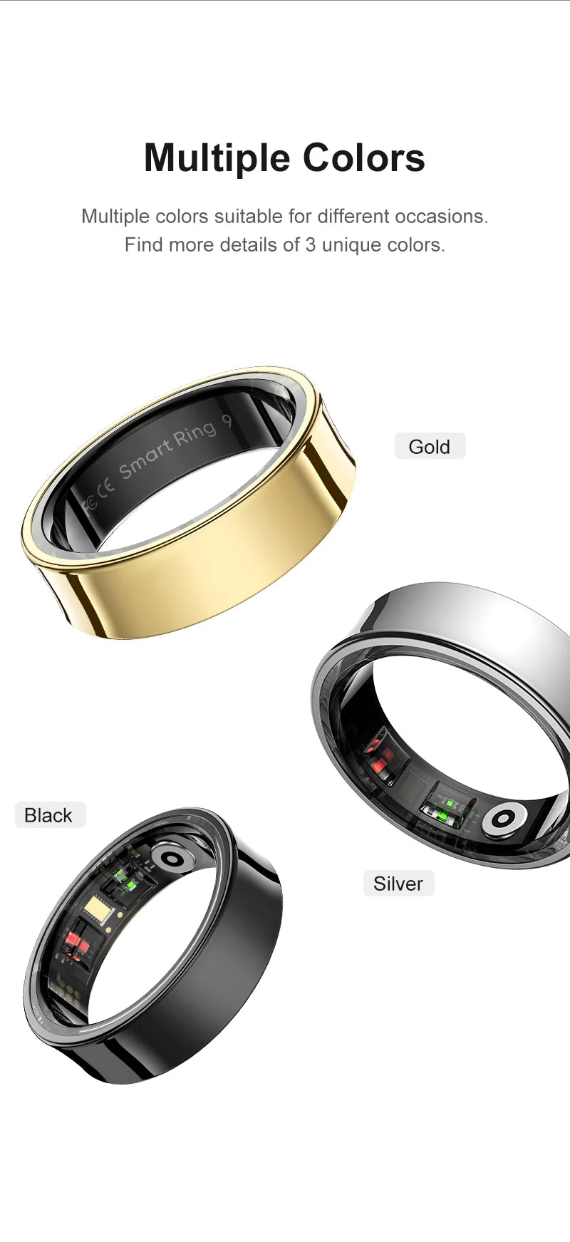 Premium R09 Smart Ring – Heart Rate Blood Oxygen and Skin Temperature Monitor with Charging Case 5ATM Waterproof