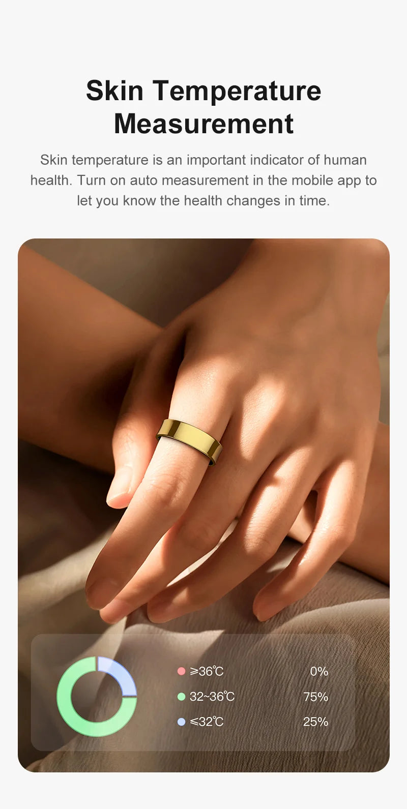 Premium R09 Smart Ring – Heart Rate Blood Oxygen and Skin Temperature Monitor with Charging Case 5ATM Waterproof