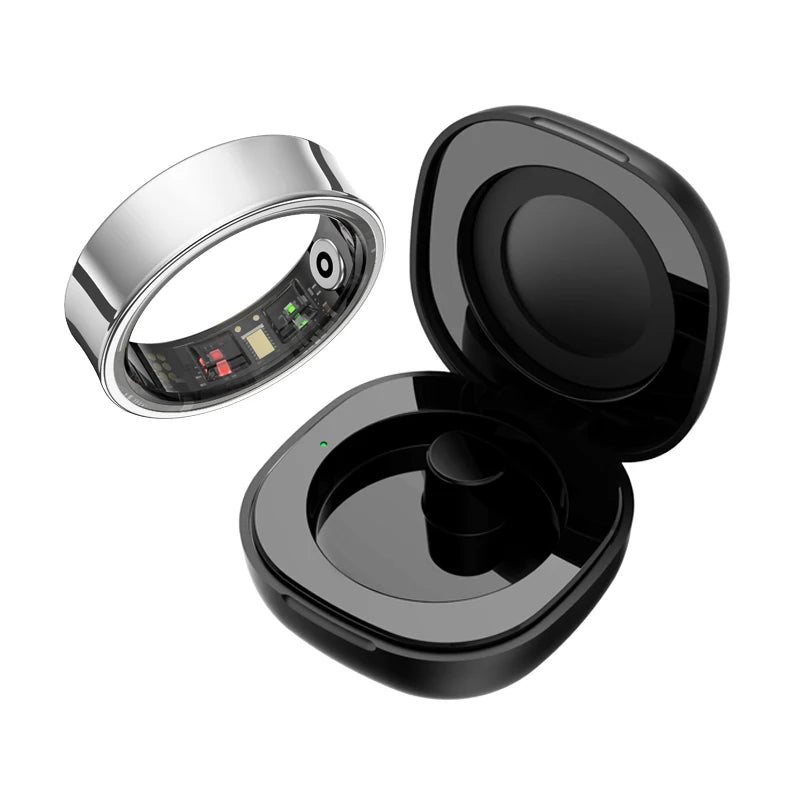 Premium R09 Smart Ring – Heart Rate Blood Oxygen and Skin Temperature Monitor with Charging Case 5ATM Waterproof