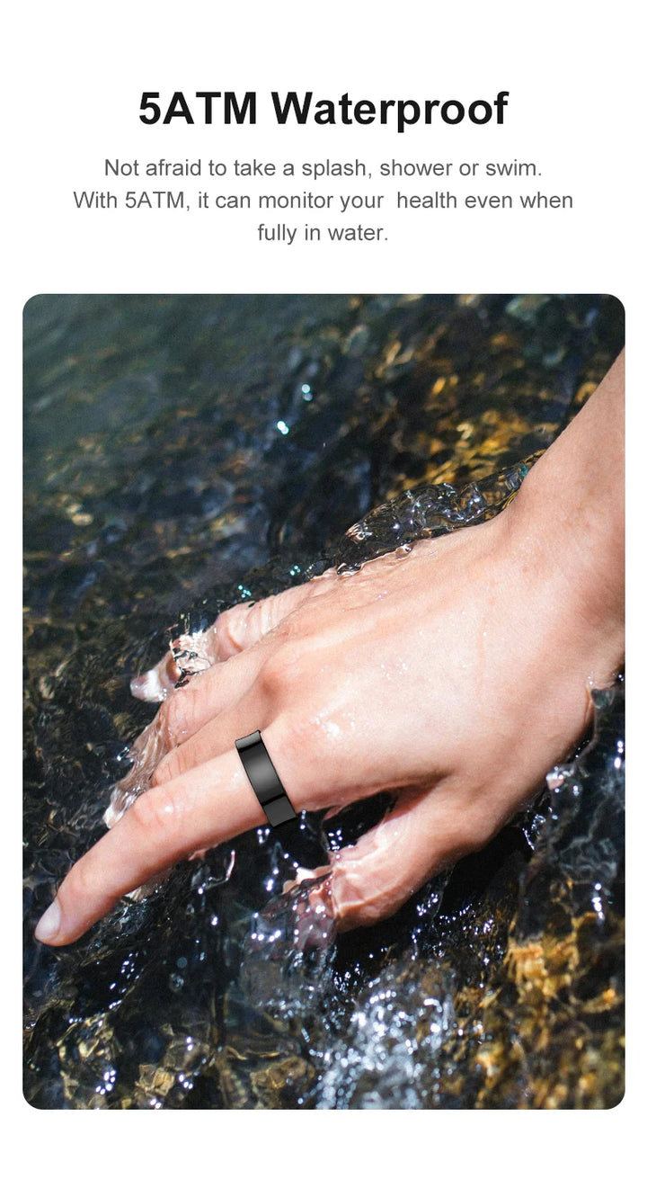 Premium R09 Smart Ring – Heart Rate Blood Oxygen and Skin Temperature Monitor with Charging Case 5ATM Waterproof