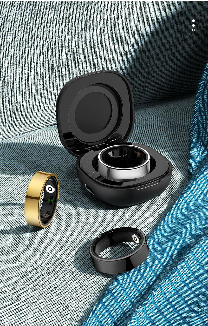Premium R09 Smart Ring – Heart Rate Blood Oxygen and Skin Temperature Monitor with Charging Case 5ATM Waterproof