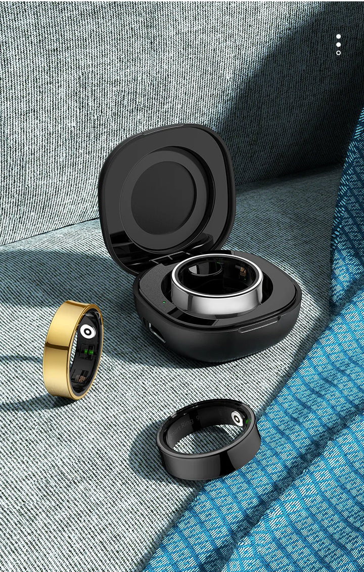 Premium R09 Smart Ring – Heart Rate Blood Oxygen and Skin Temperature Monitor with Charging Case 5ATM Waterproof