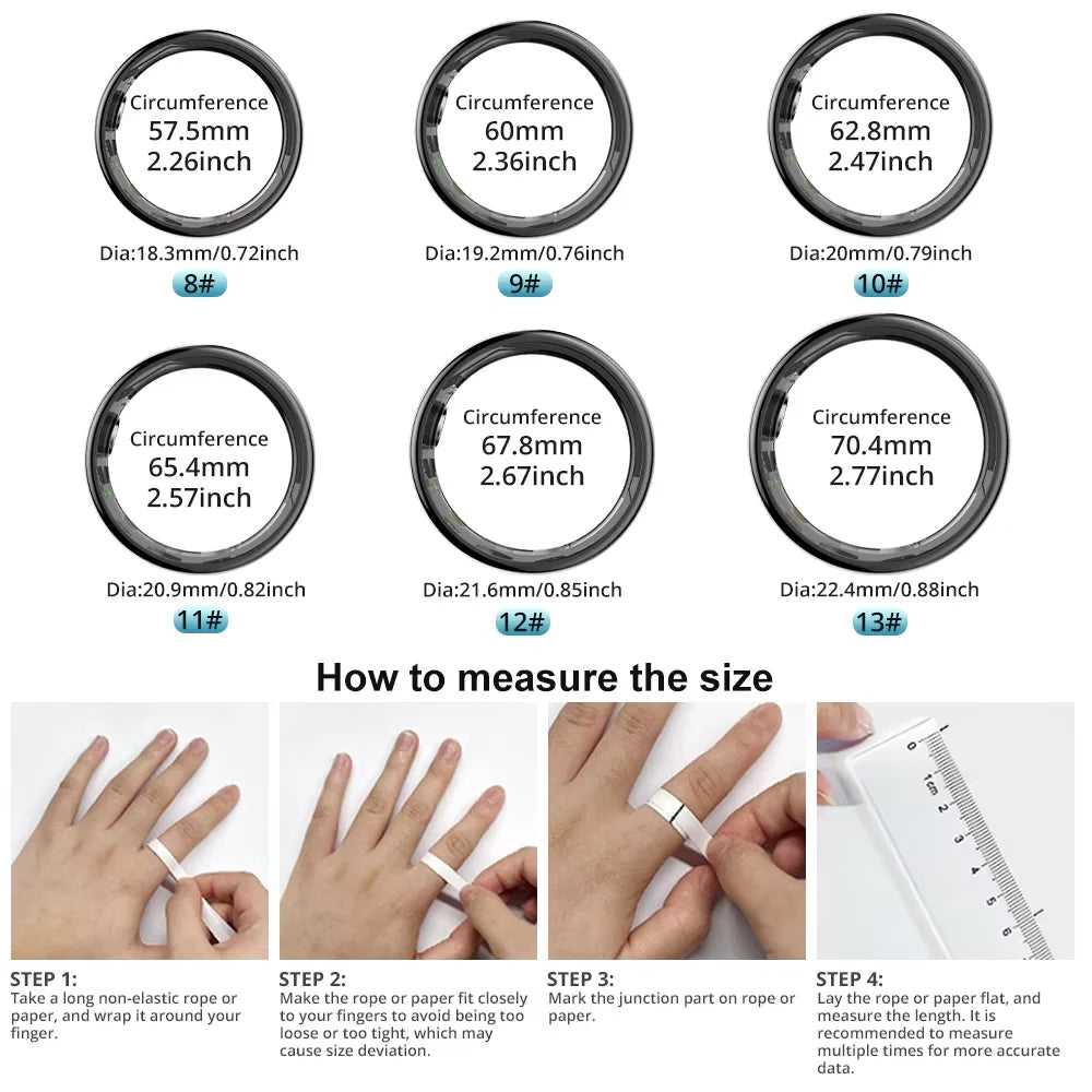 Premium R09 Smart Ring – Heart Rate Blood Oxygen and Skin Temperature Monitor with Charging Case 5ATM Waterproof