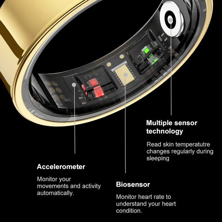 Premium R09 Smart Ring – Heart Rate Blood Oxygen and Skin Temperature Monitor with Charging Case 5ATM Waterproof