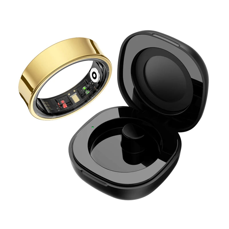 Premium R09 Smart Ring – Heart Rate Blood Oxygen and Skin Temperature Monitor with Charging Case 5ATM Waterproof