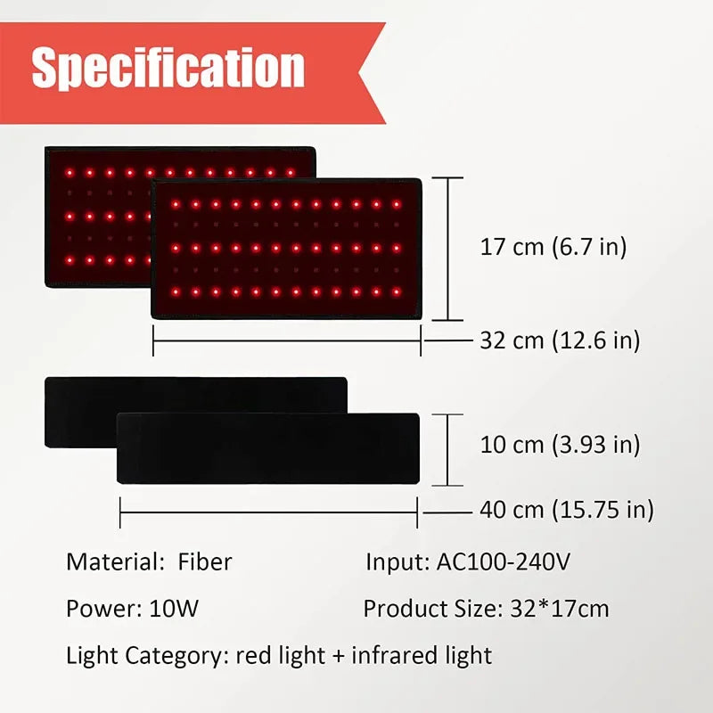 Premium Red & Infrared Therapy Belt - Wearable LED Beauty Device for Pain Relief, Body Slimming, and Skin Health - 660nm & 850nm Wavelengths, 80x30cm, 360 LEDs, Adjustable, Portable