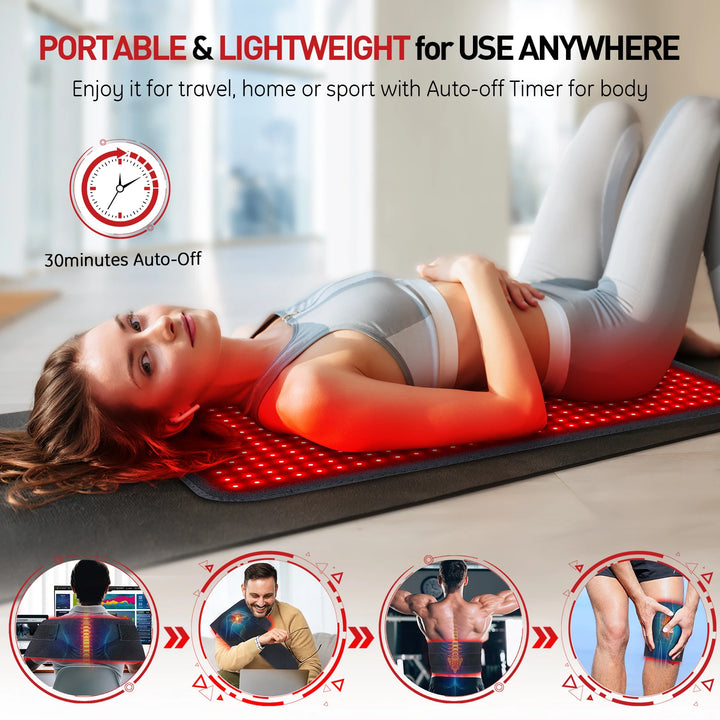 Premium Red Light Therapy Heating Pad – 660nm and 850nm Infrared LED Mat for Back Waist and Body Relaxation