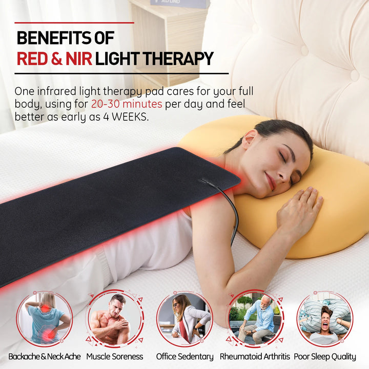 Premium Red Light Therapy Heating Pad – 660nm and 850nm Infrared LED Mat for Back Waist and Body Relaxation