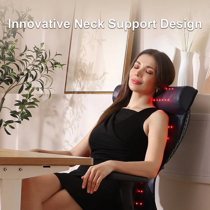 Premium Red Light Therapy Mat – 660nm and 850nm LED Far Infrared Heat Massage Pad with 3D Neck Support