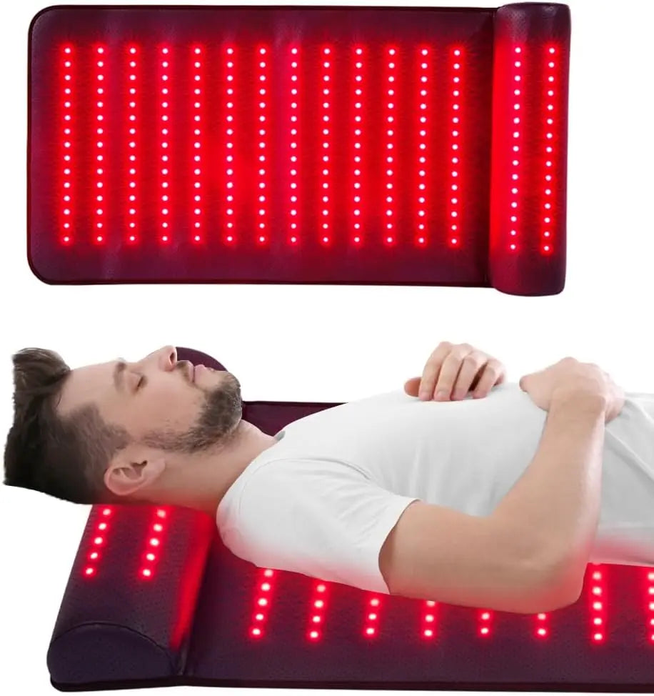 Premium Red Light Therapy Mat with Neck Support – 660nm and 850nm Infrared Full Body LED Pad for Home Spa Use