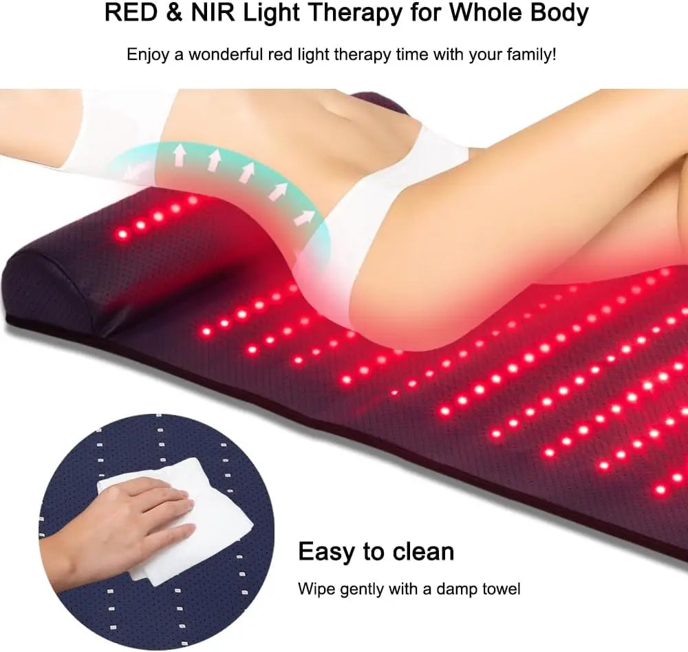 Premium Red Light Therapy Mat with Neck Support – 660nm and 850nm Infrared Full Body LED Pad for Home Spa Use