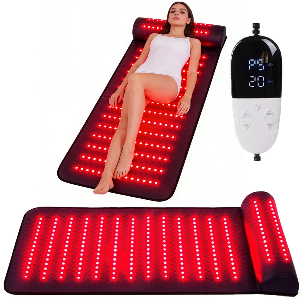 Premium Red Light Therapy Mat with Neck Support – 660nm and 850nm Infrared Full Body LED Pad for Home Spa Use