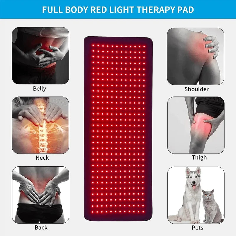 Premium Red Light Therapy Pad – 660nm and 850nm Infrared LED Lumbar Belt for Back Waist and Knee Support