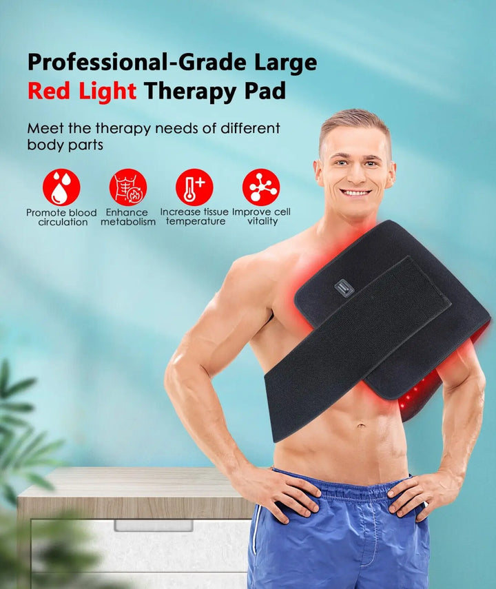 Premium Red Light Therapy Pad – 660nm and 850nm Infrared LED Lumbar Belt for Back Waist and Knee Support