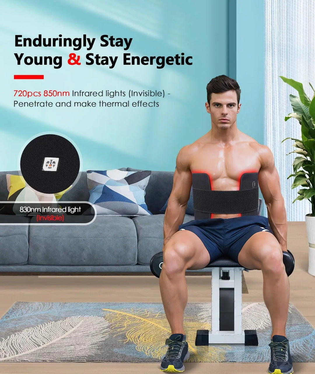 Premium Red Light Therapy Pad – 660nm and 850nm Infrared LED Lumbar Belt for Back Waist and Knee Support