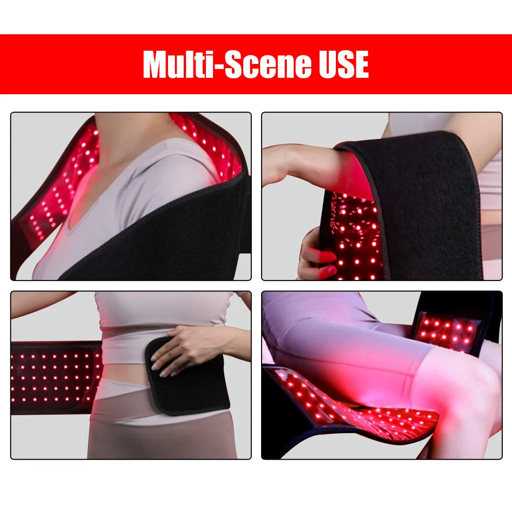 Premium Red & Near-Infrared Light Therapy Belt – 660nm & 850nm LED Wrap with Adjustable Modes, Auto Timer, Flexible Full-Body Design