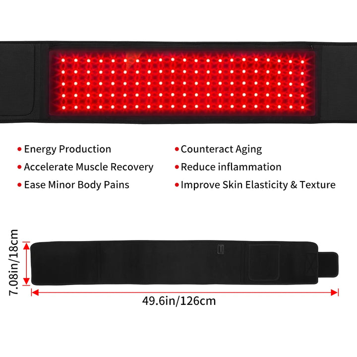 Premium Red & Near-Infrared Light Therapy Belt – 660nm & 850nm LED Wrap with Adjustable Modes, Auto Timer, Flexible Full-Body Design
