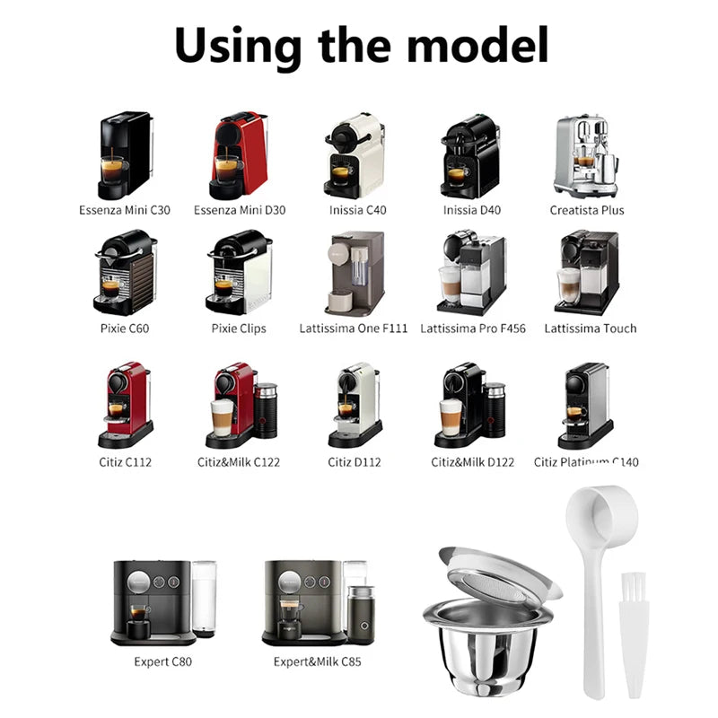 Premium Refillable Stainless Steel Coffee Capsules – Reusable Nespresso® Compatible Coffee Filters with Basket Design, Eco-Friendly Barista Tool