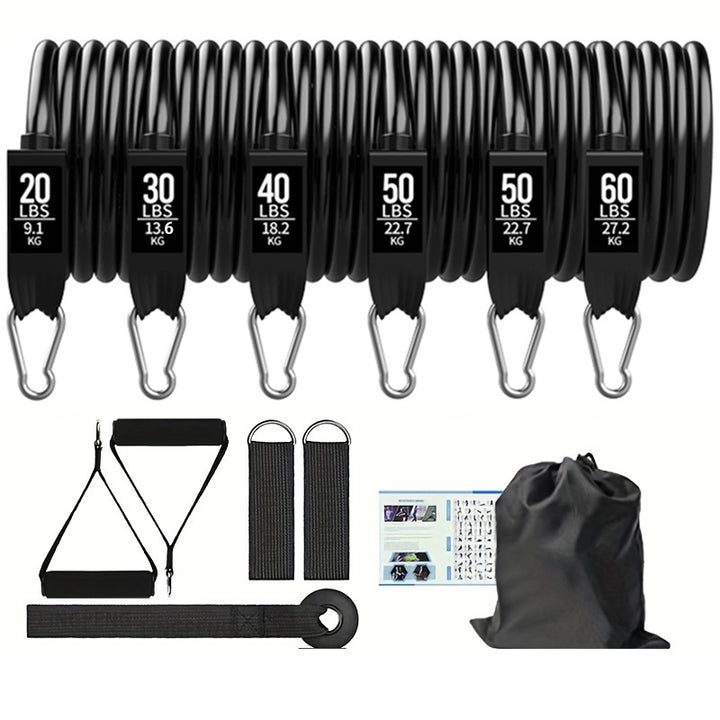 Premium Resistance Band Set – 5 Tube Fitness Bands with Handles, Ankle Straps & Door Anchor for Full-Body Workout, Strength Training, Muscle Building, Weight Loss & Mobility – Up to 150 lbs Resistance