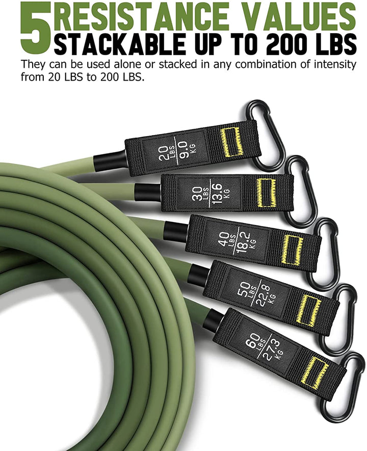 Premium Resistance Band Set – 5 Tube Fitness Bands with Handles, Ankle Straps & Door Anchor for Full-Body Workout, Strength Training, Muscle Building, Weight Loss & Mobility – Up to 150 lbs Resistance