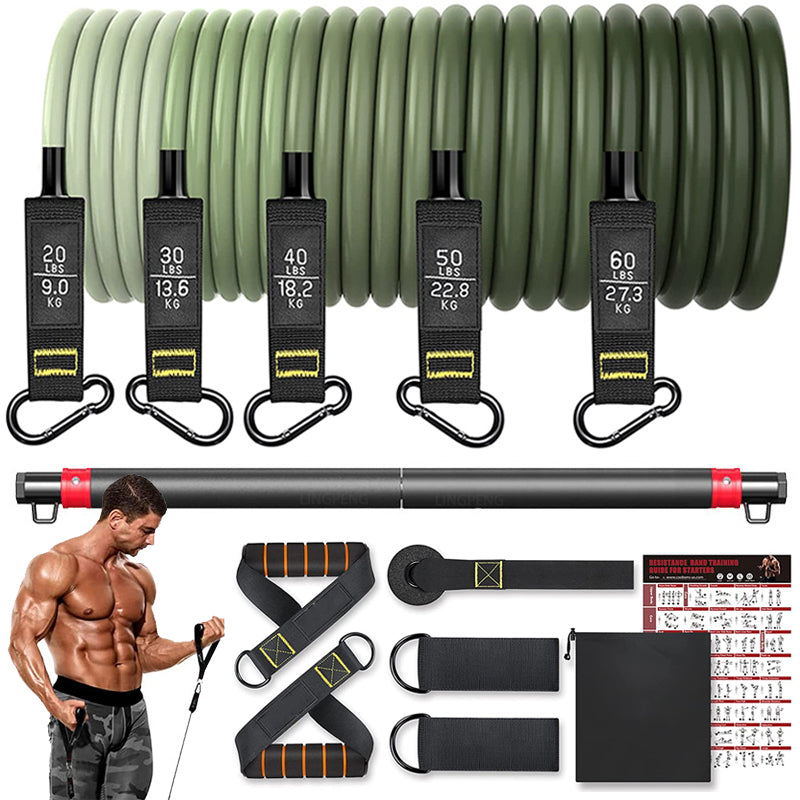 Premium Resistance Band Set – 5 Tube Fitness Bands with Handles, Ankle Straps & Door Anchor for Full-Body Workout, Strength Training, Muscle Building, Weight Loss & Mobility – Up to 150 lbs Resistance