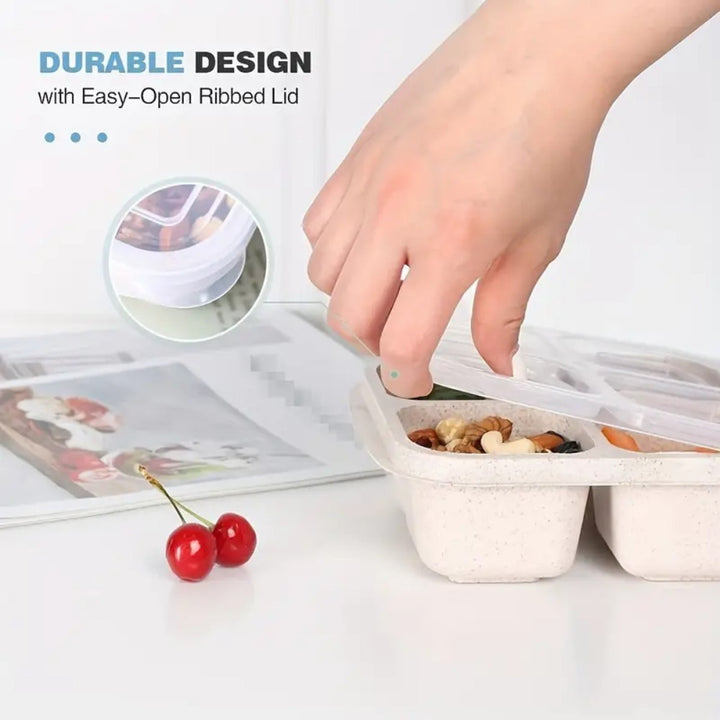 Premium Reusable 4-Grid Snack Containers – Portable Meal Prep Lunch Box, Leak-Proof, Large Capacity, Multi-Compartment Design for Kids and Adults, Ideal for Home, Kitchen, and Travel