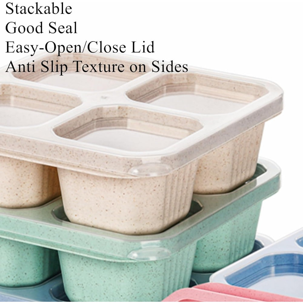 Premium Reusable 4-Grid Snack Containers – Portable Meal Prep Lunch Box, Leak-Proof, Large Capacity, Multi-Compartment Design for Kids and Adults, Ideal for Home, Kitchen, and Travel