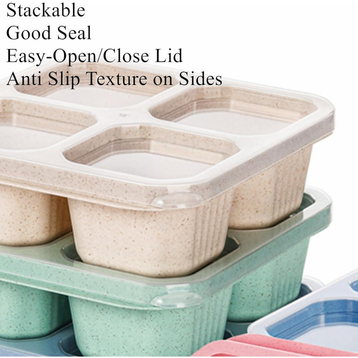 Premium Reusable 4-Grid Snack Containers – Portable Meal Prep Lunch Box, Leak-Proof, Large Capacity, Multi-Compartment Design for Kids and Adults, Ideal for Home, Kitchen, and Travel