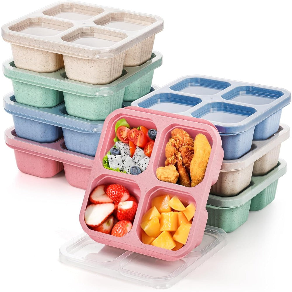 Premium Reusable 4-Grid Snack Containers – Portable Meal Prep Lunch Box, Leak-Proof, Large Capacity, Multi-Compartment Design for Kids and Adults, Ideal for Home, Kitchen, and Travel