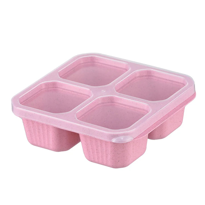 Premium Reusable 4-Grid Snack Containers – Portable Meal Prep Lunch Box, Leak-Proof, Large Capacity, Multi-Compartment Design for Kids and Adults, Ideal for Home, Kitchen, and Travel