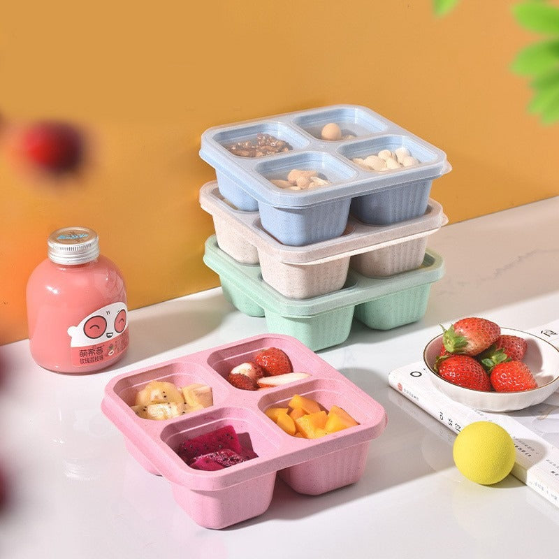 Premium Reusable 4-Grid Snack Containers – Portable Meal Prep Lunch Box, Leak-Proof, Large Capacity, Multi-Compartment Design for Kids and Adults, Ideal for Home, Kitchen, and Travel